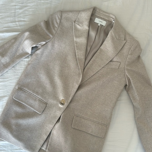 Vince Single Breasted Wool Blazer Heather Oatmeal size - 00 - Picture 1 of 9